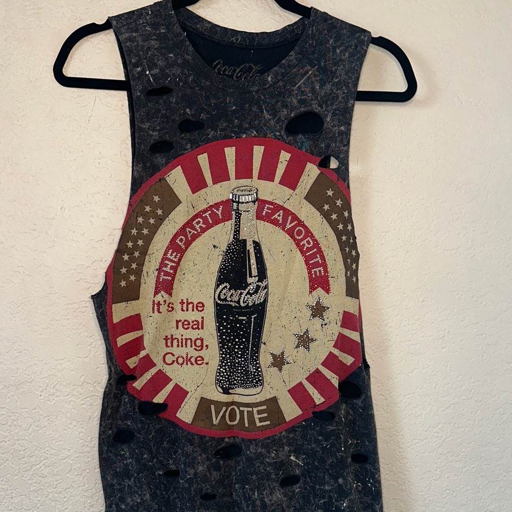 Vintage Coca Cola Distressed Black Tank Top